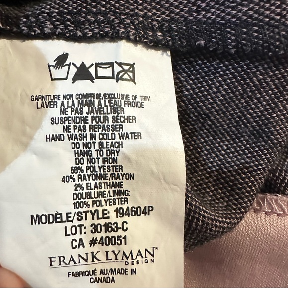 Frank Lyman Knit Cowl Neck Mauve & Black Floral Print Sweater Women’s size 8 - Picture 9 of 9